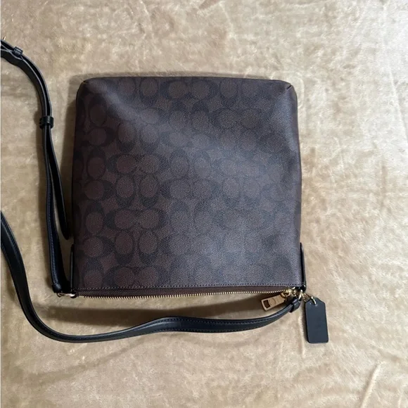 Coach Brown Signature Crossbody with Black Strap and Gold Hardware - Picture 3 of 6